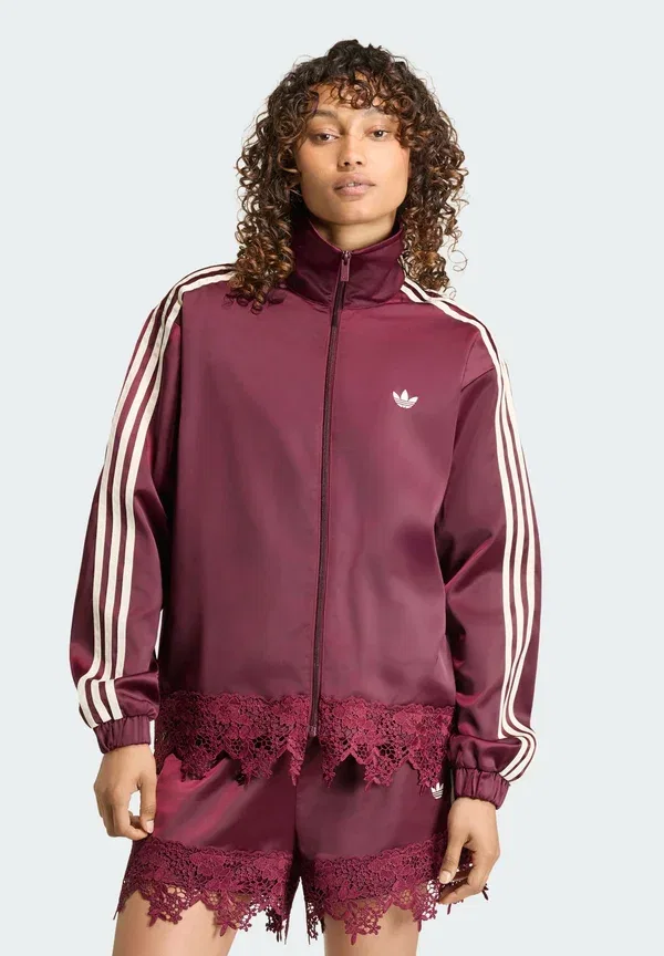Атласная кружевная куртка "Жар-птица" - тренировочная куртка Adidas Originals, бордовый