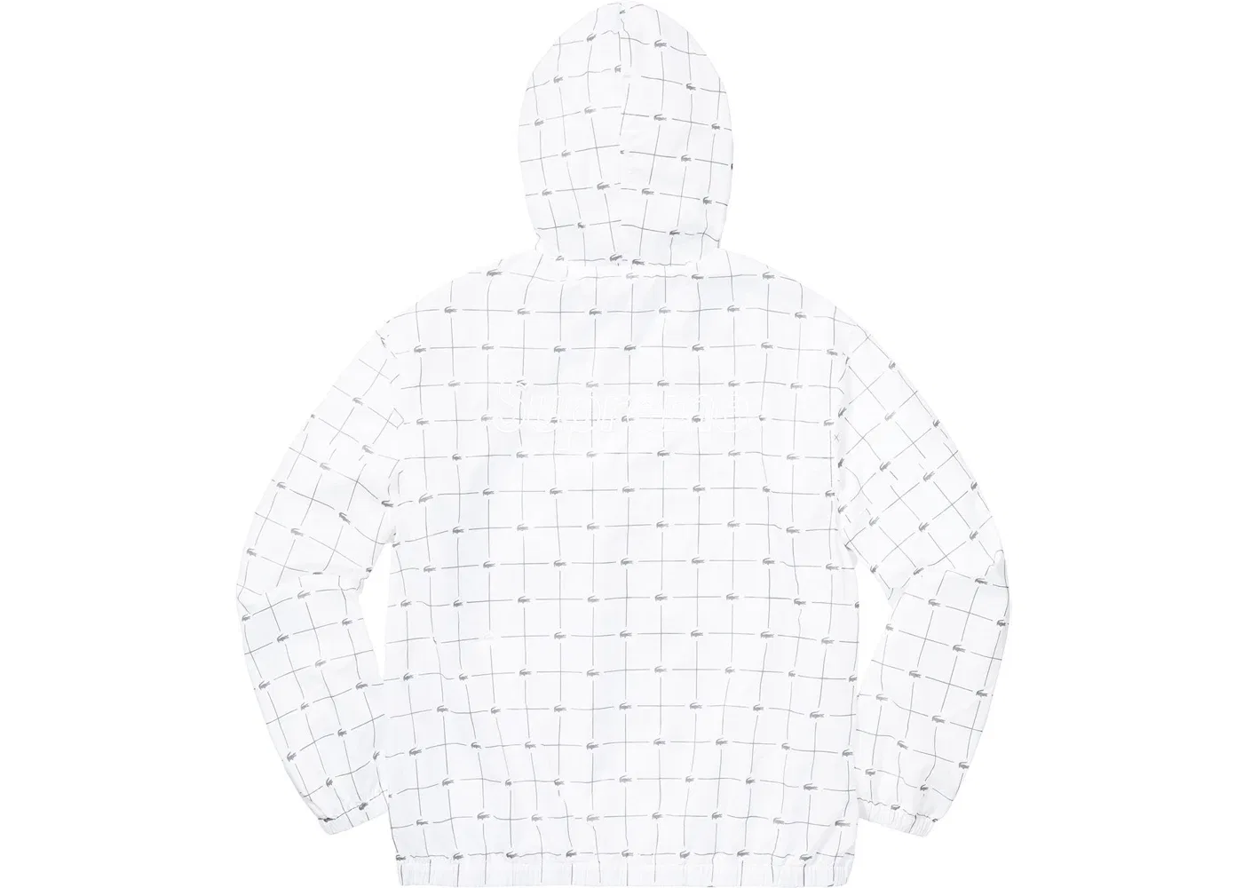Мужская куртка-анорак с отражающим принтом Supreme LACOSTE Reflective Grid Nylon Anorak White — фото 2