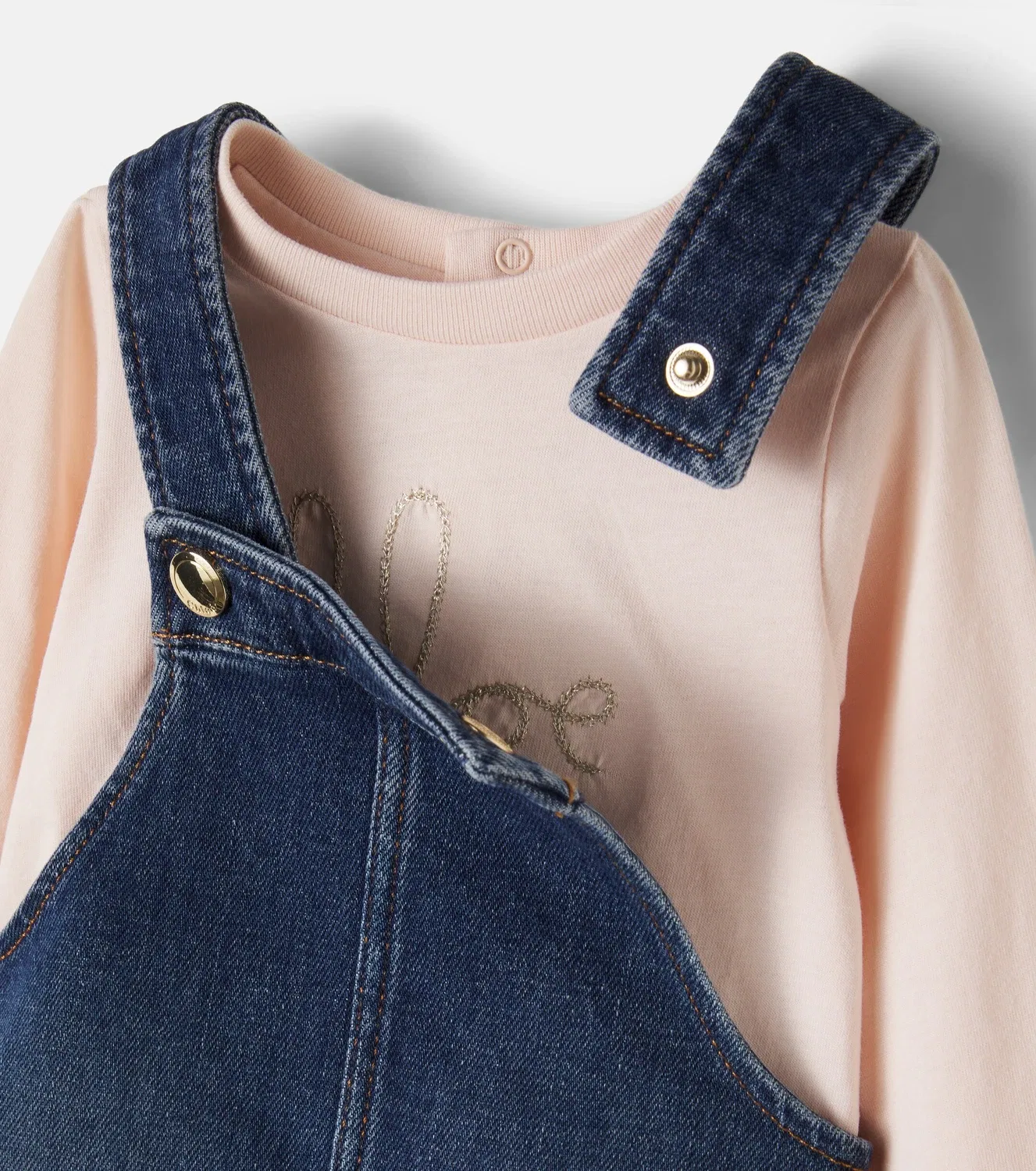 Комплект из платья и футболки Chloé Kids, золотой — фото 4
