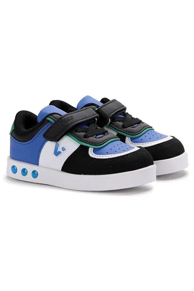 Детские спортивные кроссовки с подсветкой Vicco, Black - Saks Blue — фото 3