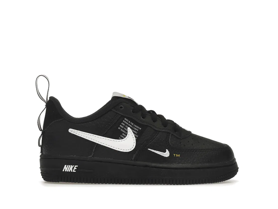 Детские кроссовки для мальчиков с верхом из кожи и замши Nike Air Force 1 Low LV8 Utility, Black/White
