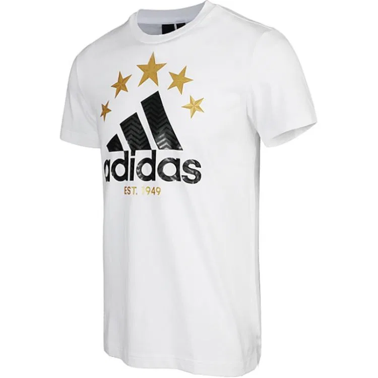 Футболка с круглым вырезом, повседневная, Adidas, White — фото 4