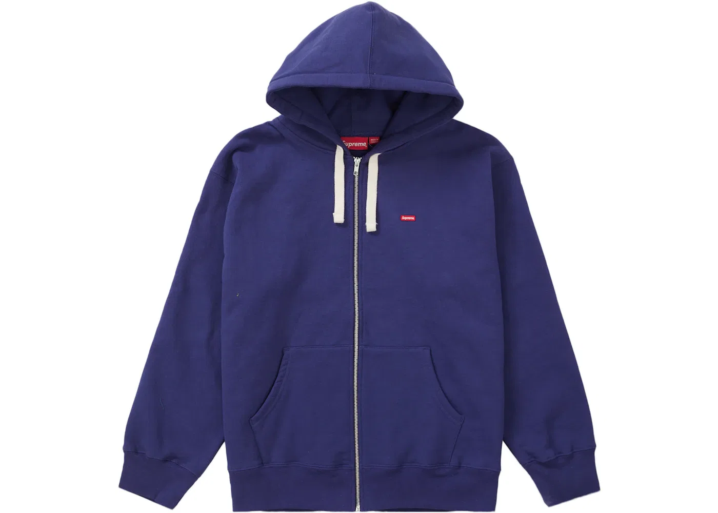 Мужской свитшот с капюшоном Supreme Small Box Drawcord Zip Up Hooded Sweatshirt, Washed Navy