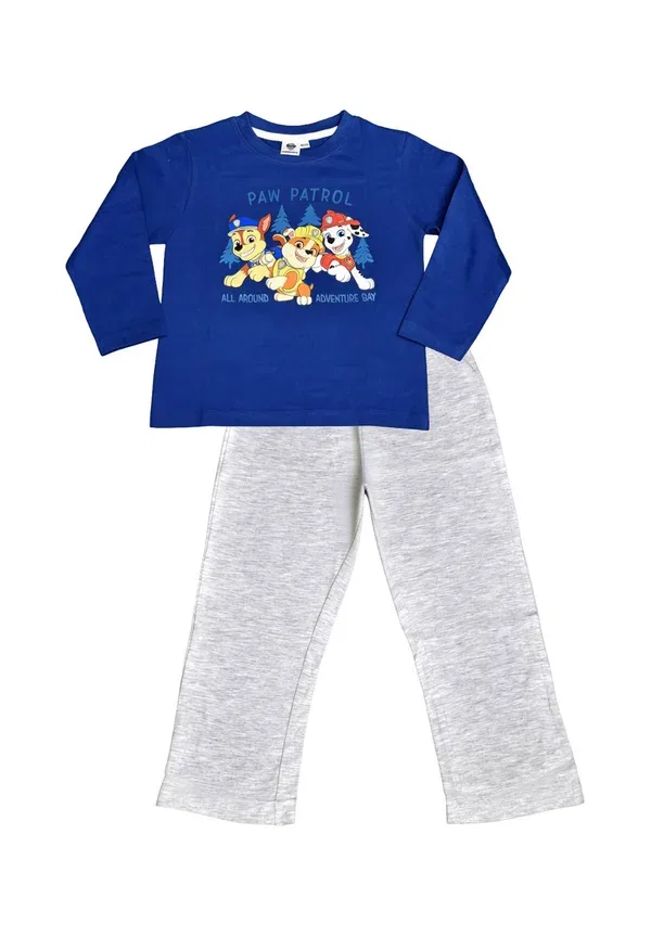 Пижама с принтом Paw Patrol из хлопка, длинный рукав, брюки, комплект, Paw Patrol, синий, серый — фото 4
