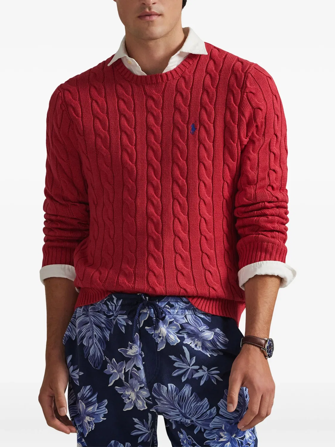 Связаный спицами хлопковый свитер Polo Ralph Lauren, красный — фото 2