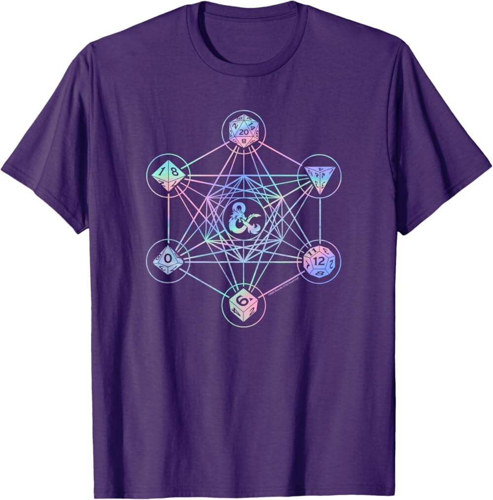 

Мужская футболка Dungeons & Dragons 6 Die Geometric Hologram, фиолетовый