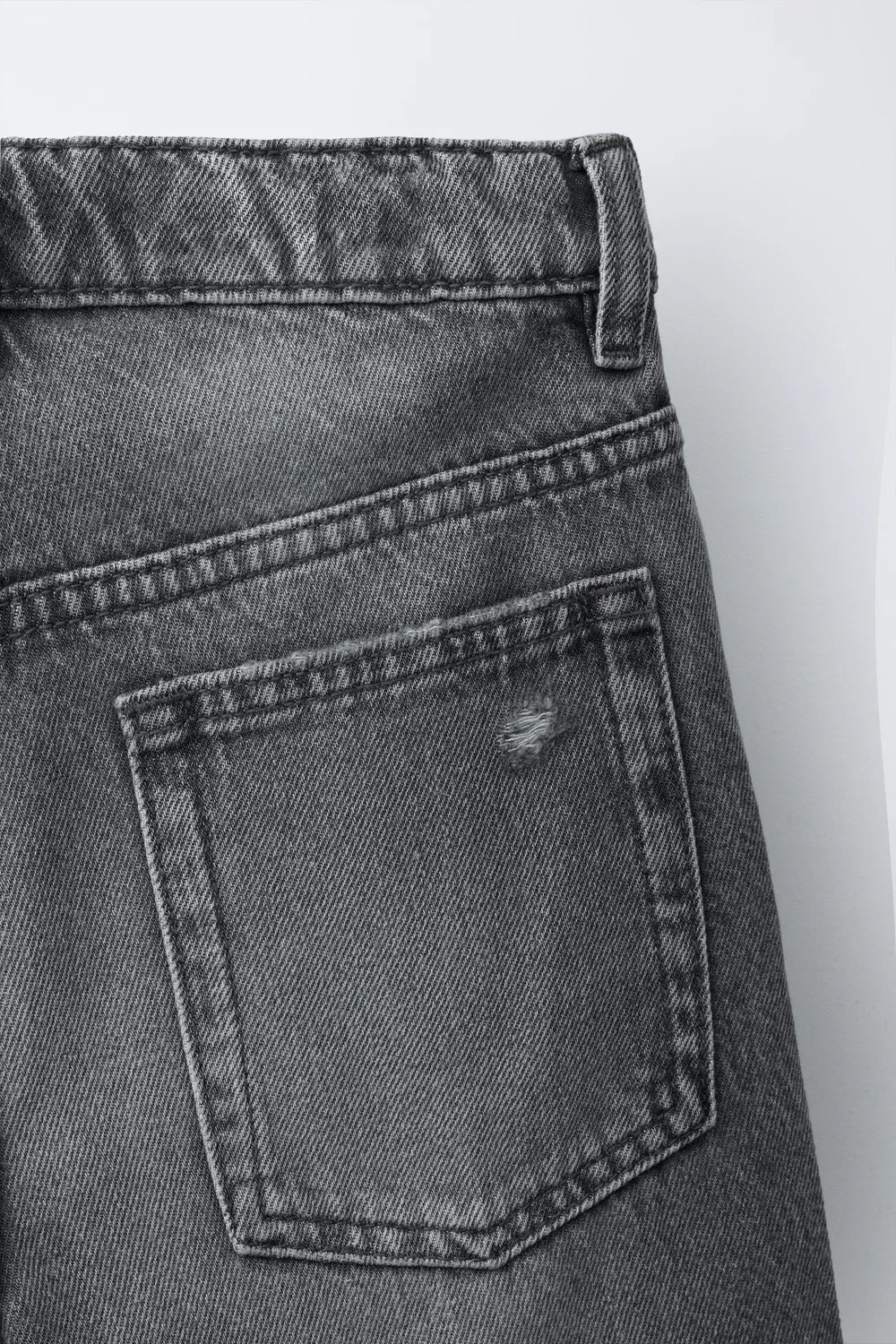Широкие рваные джинсовые шорты-бермуды ZARA, Light Grey — фото 4