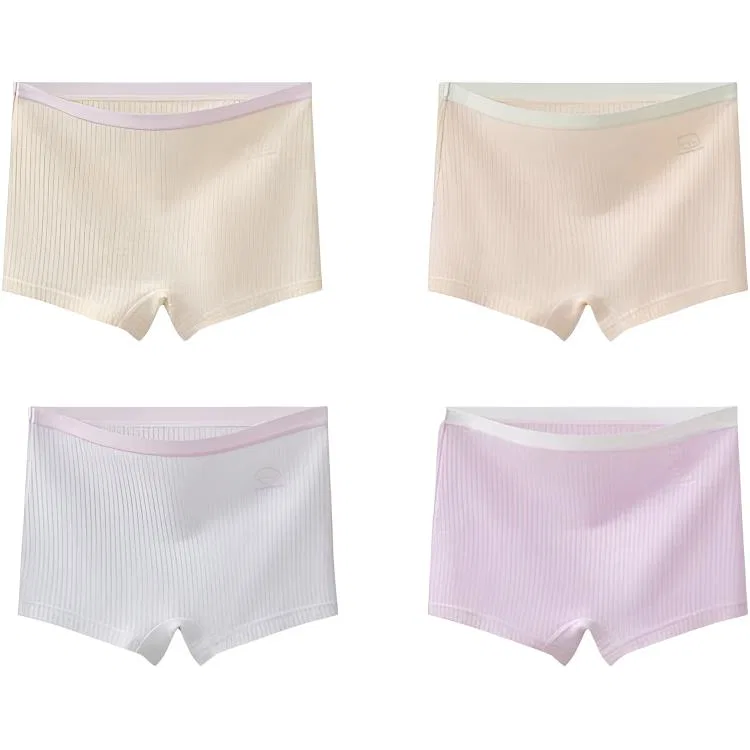 Детские трусы для девочек хлопковые набор 4 штуки Red Bean, Light Blue Light Shrimp Light Purple Light Yellow