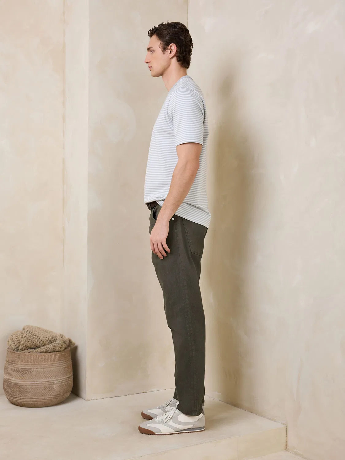 Джинсы Slim Fit с ремнем Khaki Green Next — фото 3
