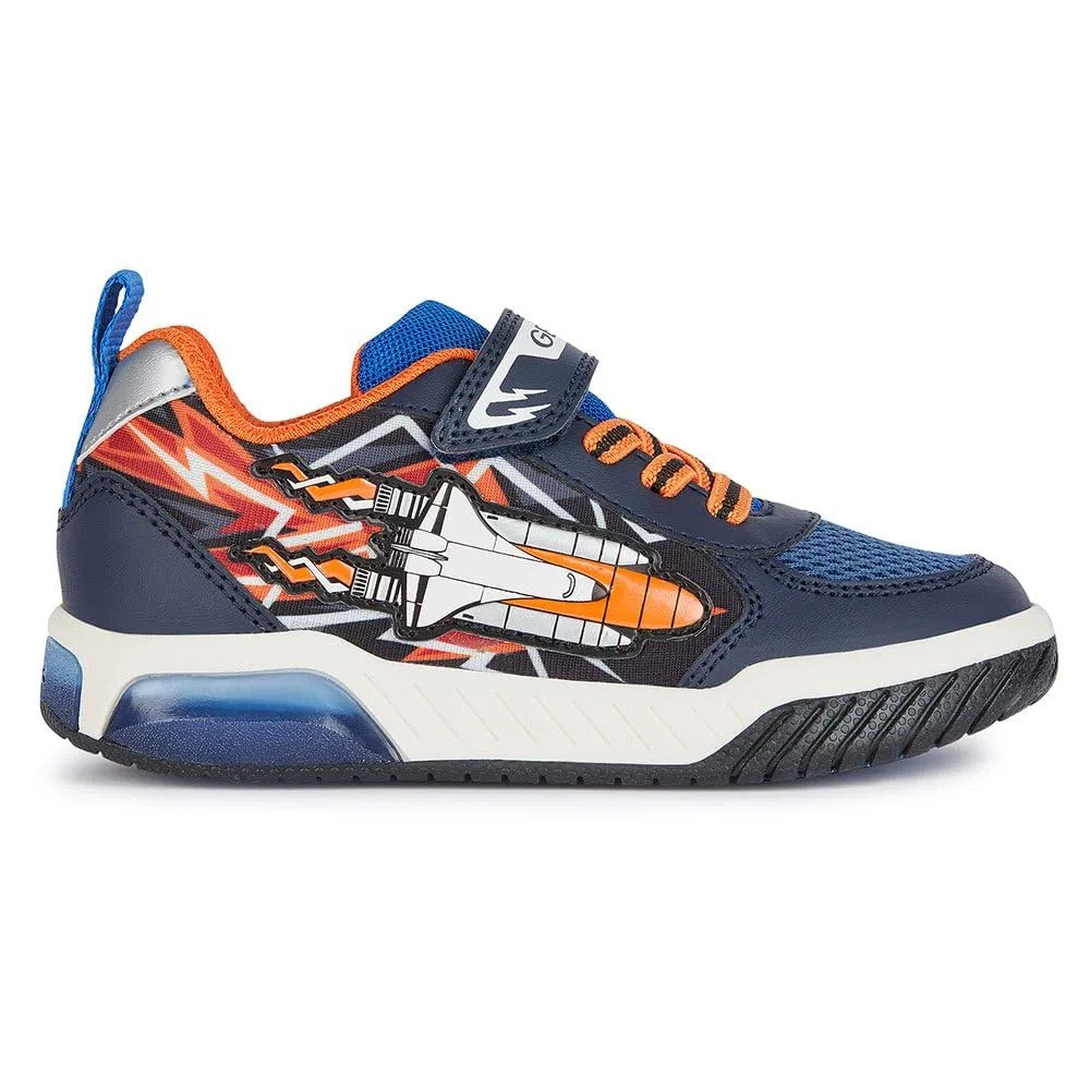 Детские кроссовки для мальчиков с липучками J Inek Boy B Geox, Navy Orange