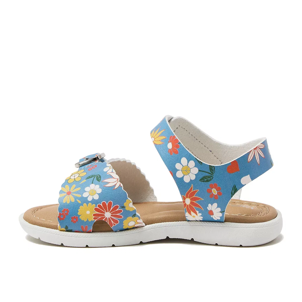 Детские сандалии для девочек с открытым носом Lands' End, Pale Blue Florals — фото 3