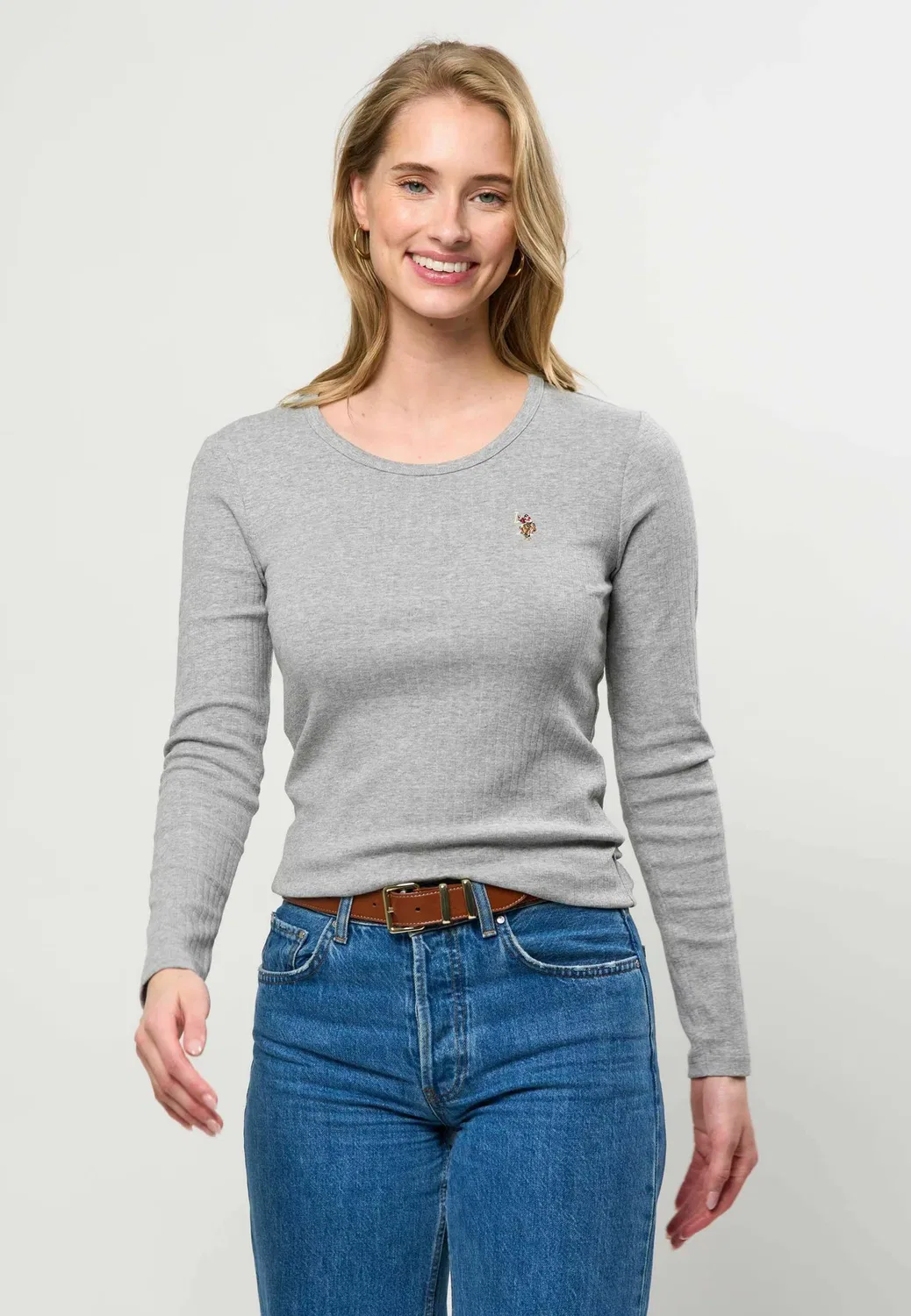 Футболка с длинным рукавом Uwcarlotta - топ с длинным рукавом U.S. Polo Assn., Grey Melange