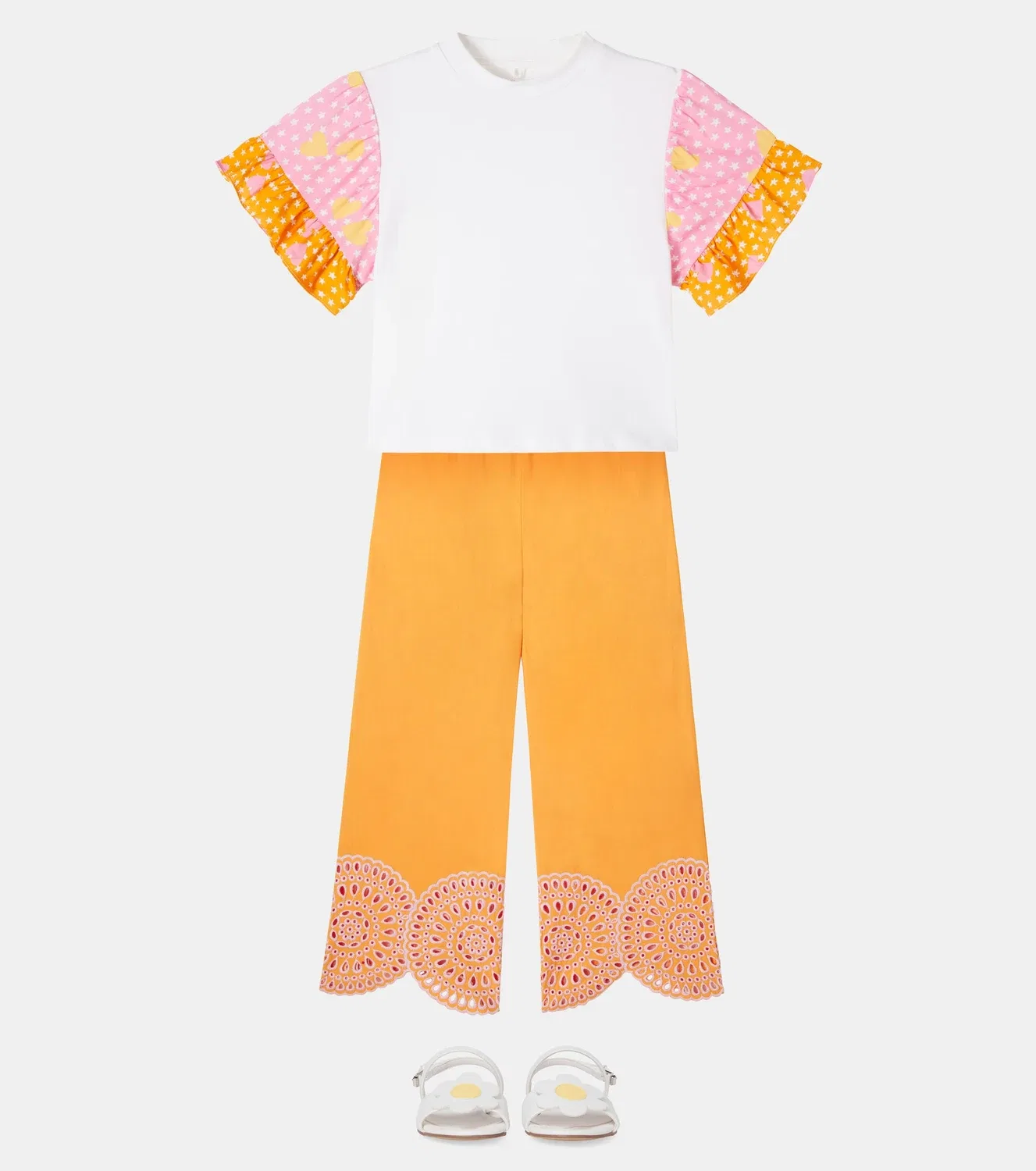 Брюки-кюлоты с вышивкой Stella Mccartney Kids, оранжевый — фото 2