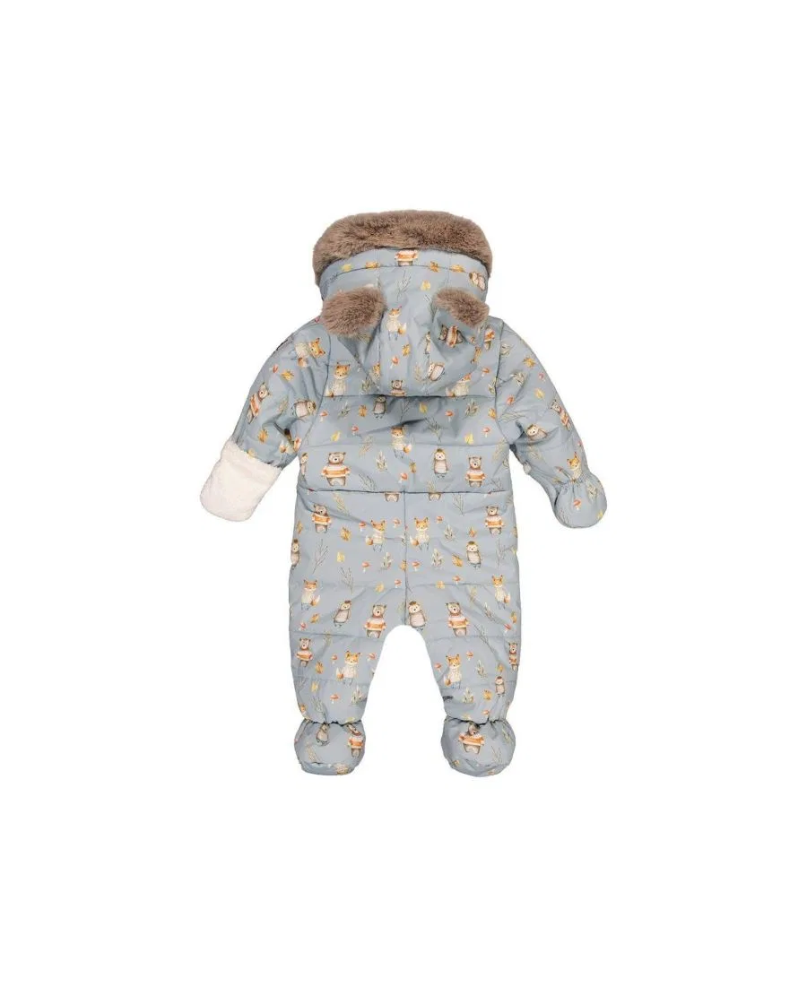 Детский зимний комбинезон-слинг с принтом животных Deux par Deux, Blue Animal Print — фото 2