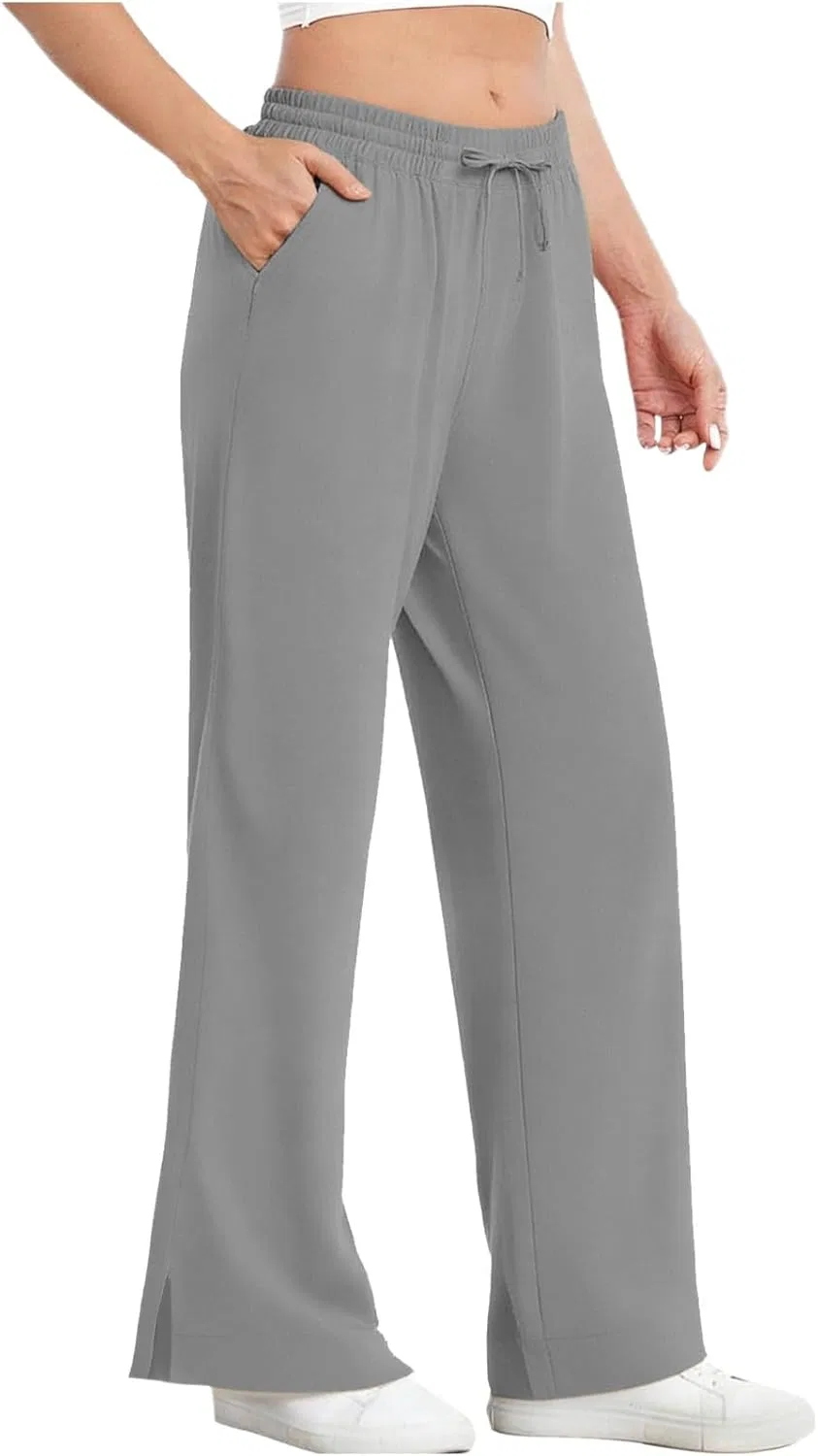 Женские широкие пляжные брюки с боковым разрезом UPF 50+, Gray