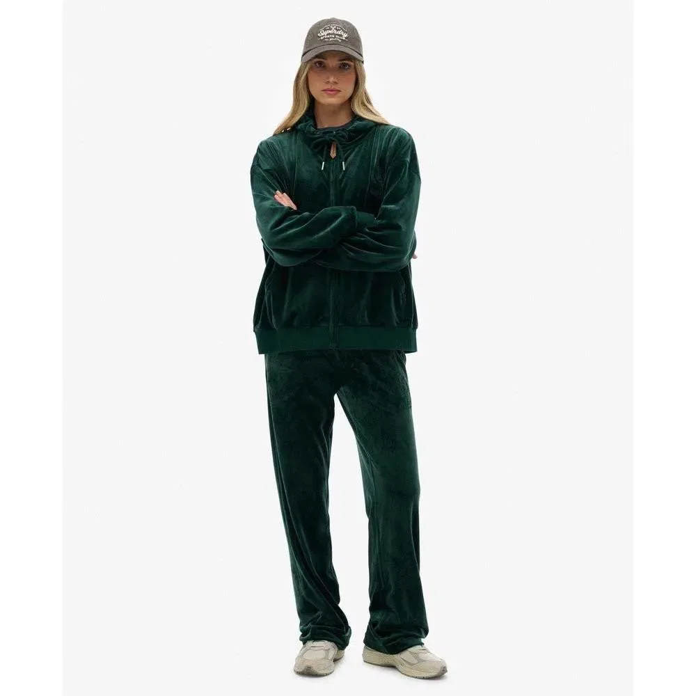 Худи на молнии Superdry Country Club Velour, зеленый — фото 4