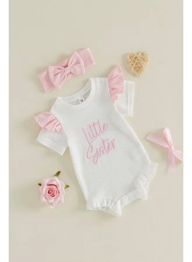 Боди-комбинезон с оборками Little Sister Matching Family Outfits, белый
