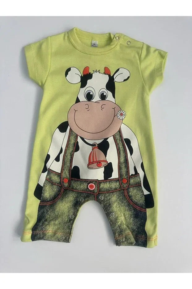 Детский комбинезон для девочек с принтом Animal Figured Baby Rompers Minibird Baby, Green — фото 2
