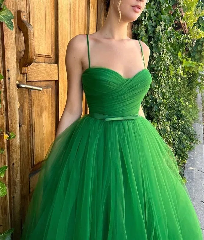 Женское A-line платье из тюля с бретельками-спагетти Prom, Peacock — фото 4