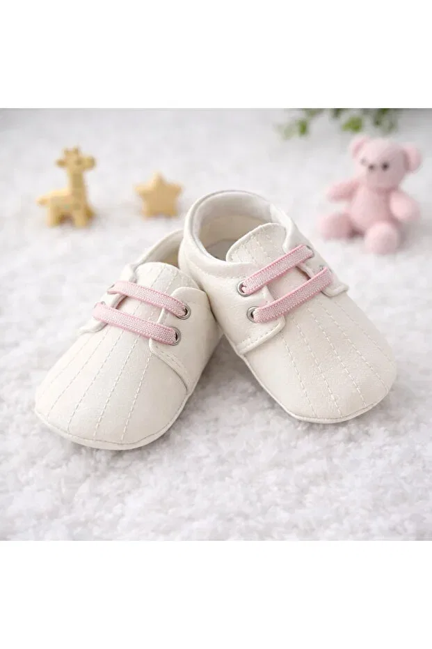 Детские туфли для девочек без скольжения Basics Happy Baby Butik, White-Pink