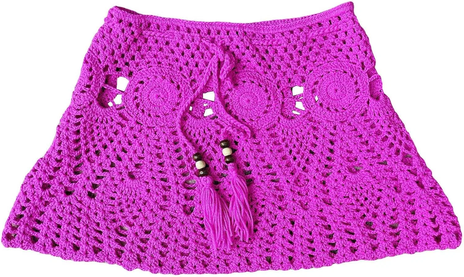 Женская пляжная юбка-накидка Crochet Fishnet, Hot Pink — фото 3