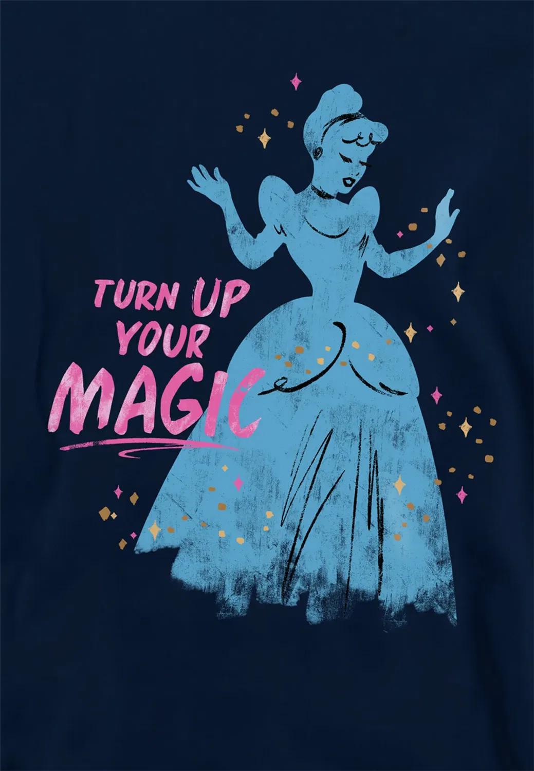 Детский худи с принтом Cinderella Turn Up Your Magic Disney, Navy — фото 2