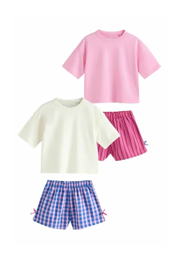 Комплект пижамы из хлопка, полиэстера и вискозы 2 шт, Next, New Blue/Pink, розовый