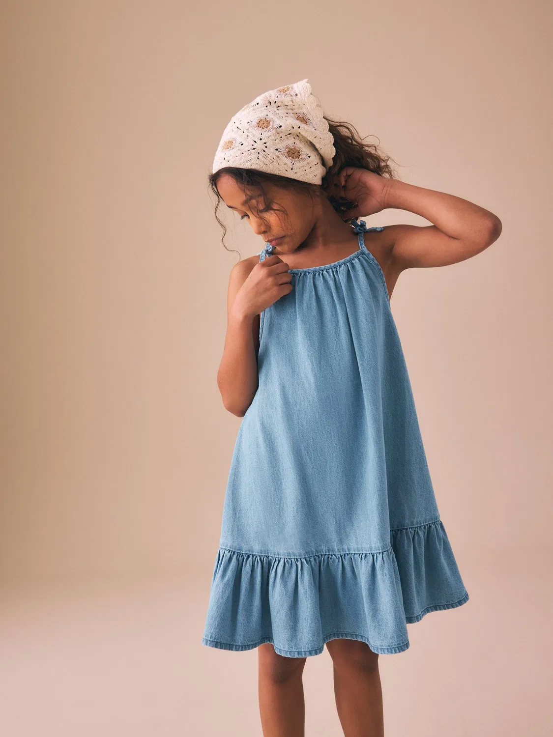 Платье с ангельскими рукавами Blue Denim Angel Sleeve Dress Next, голубой деним