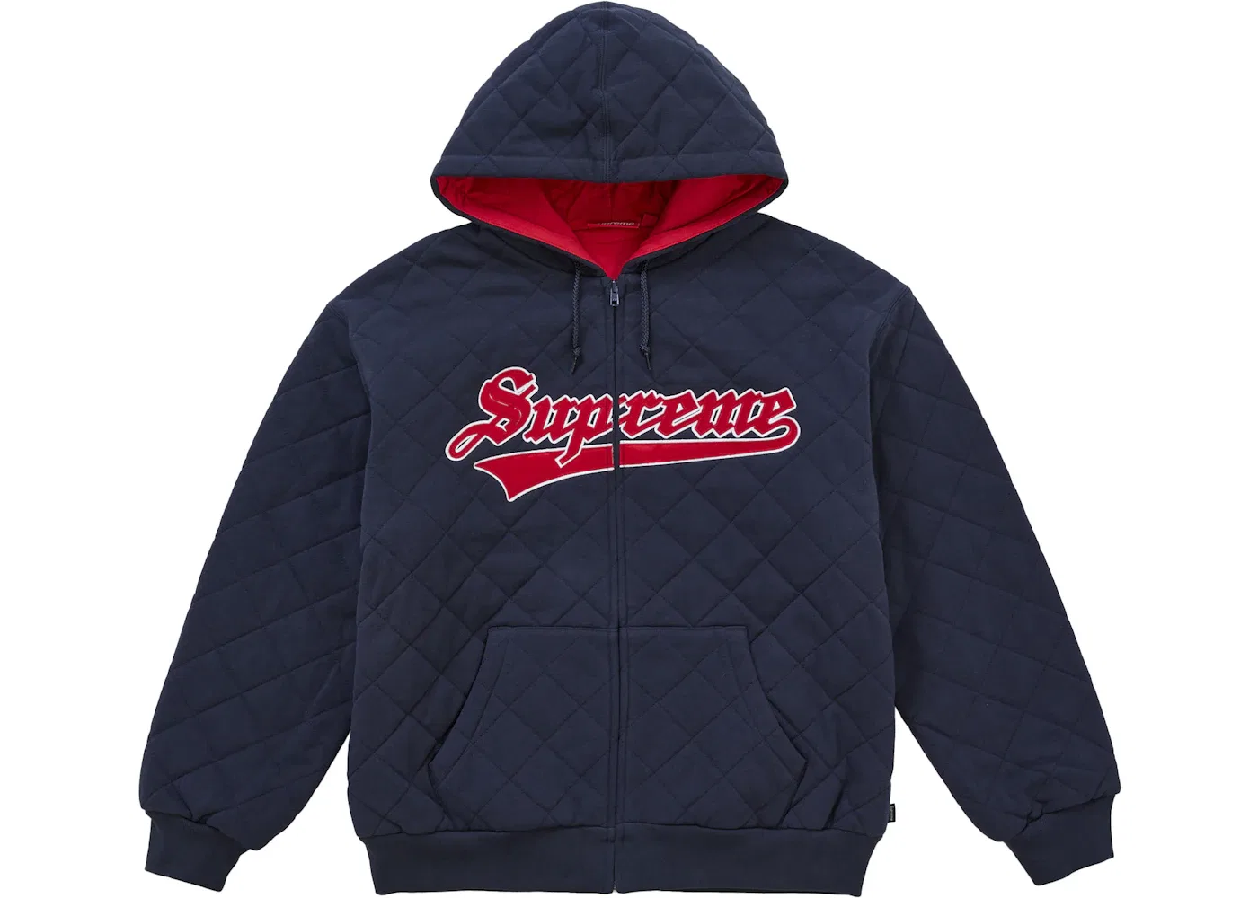 Мужской худи на молнии с капюшоном стеганый Supreme, Navy