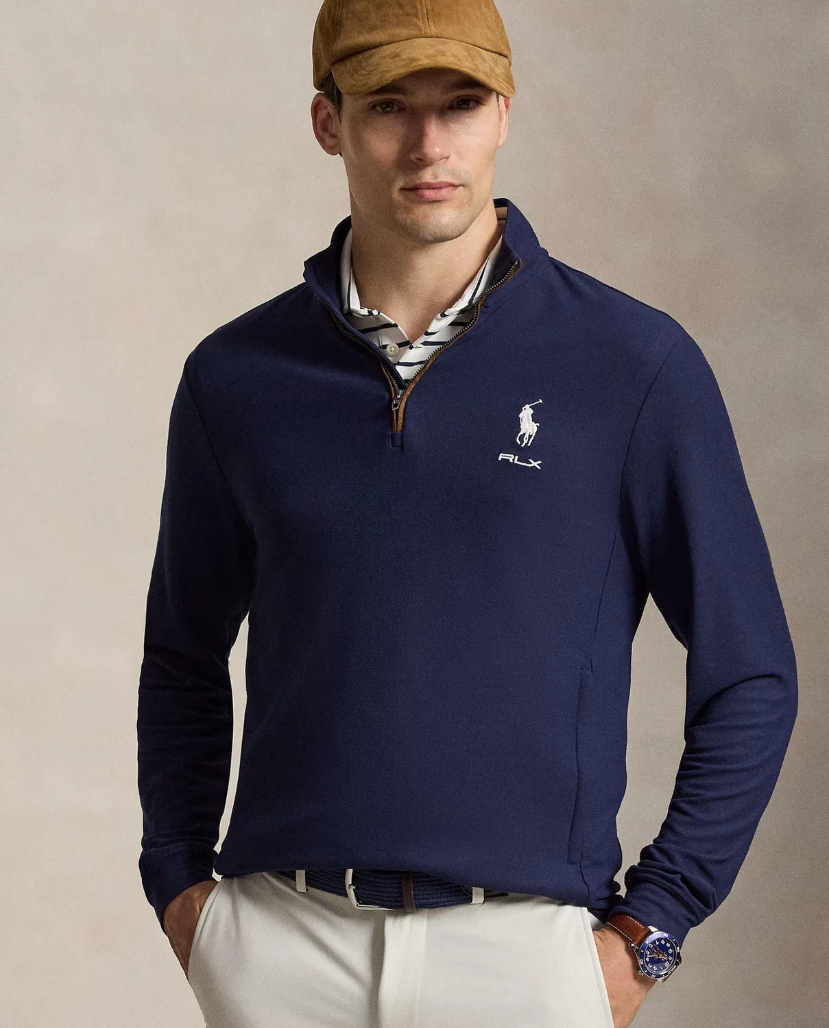 Мужский джемпер на молнии, Media Logotipo, Ralph Lauren, темно-синий