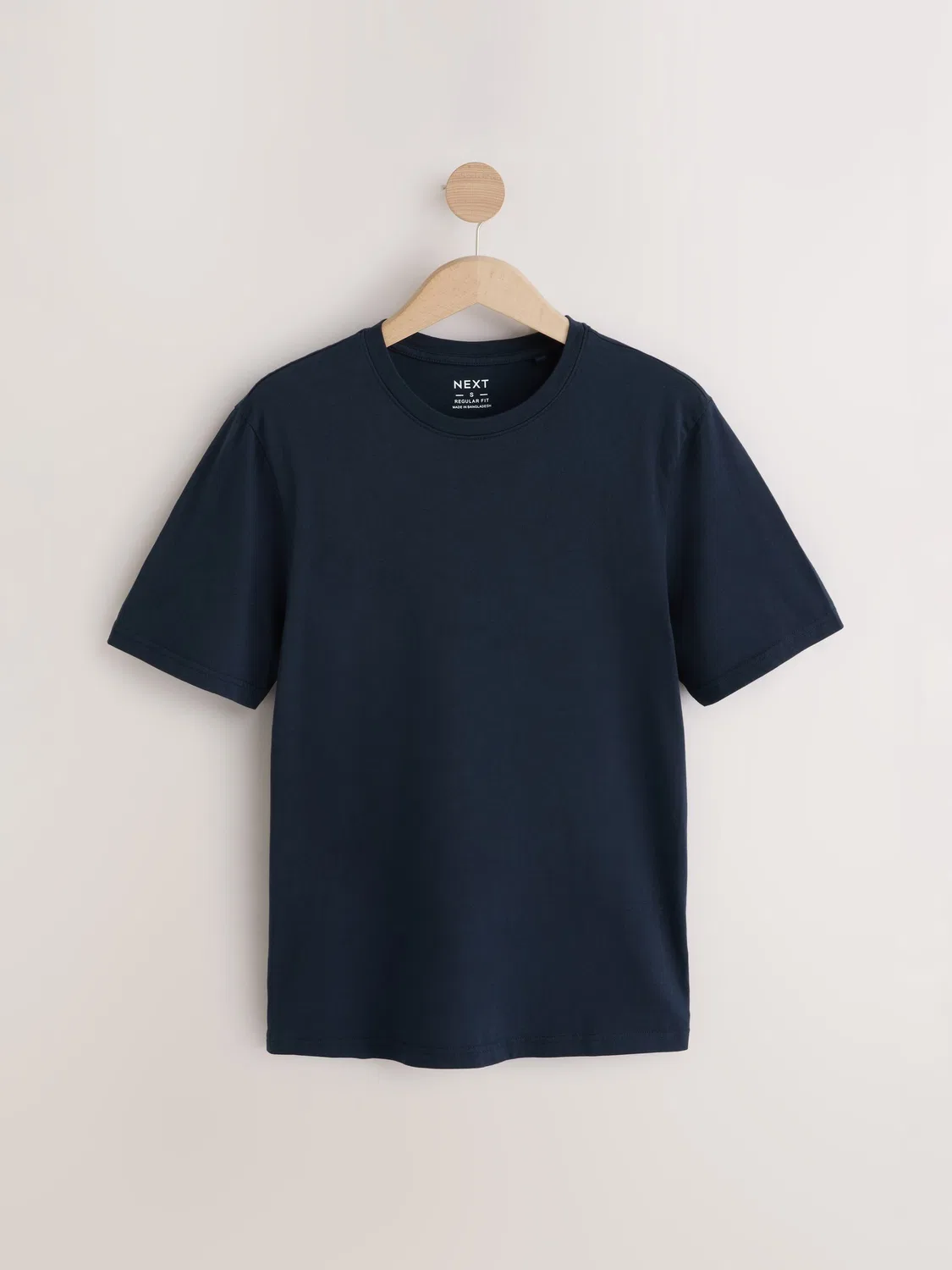 Футболка с круглым вырезом, хлопок, Regular Fit Next, синяя морская — фото 4