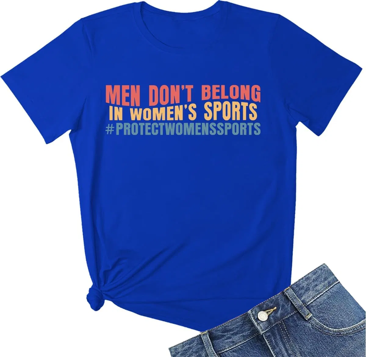 Женская футболка с принтом Funny Letter Print Generic, Sapphire Blue
