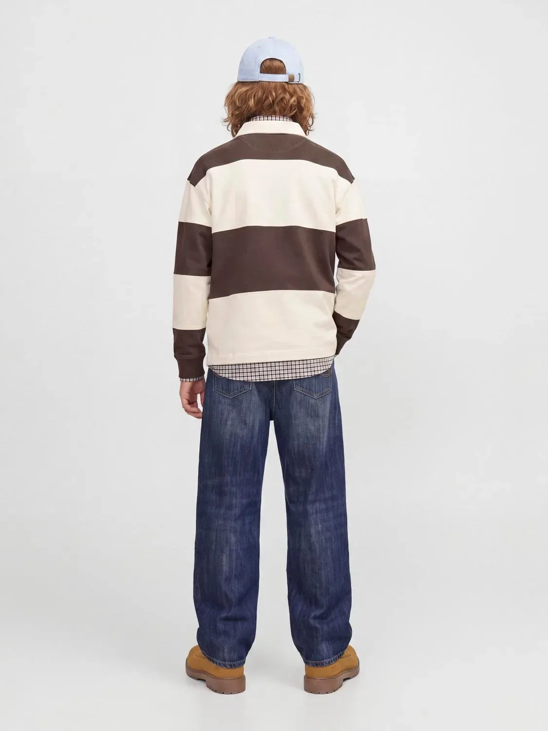Свитшот с воротником поло Jorsalamanco Rugby Polo Jack & Jones Junior, коричневый — фото 4