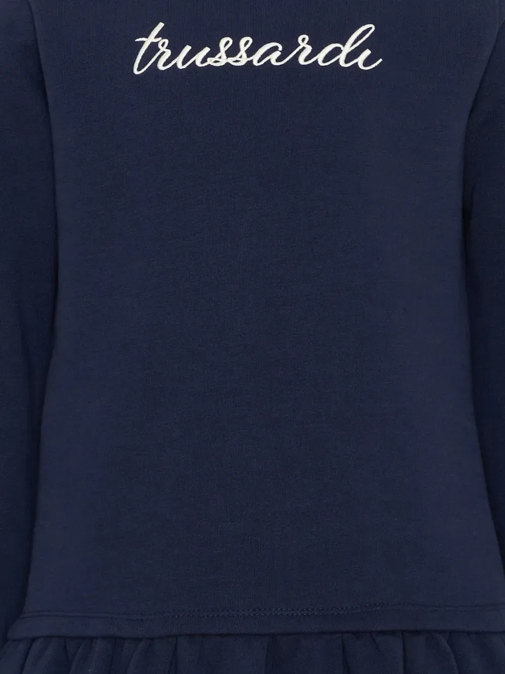 Платье с вышитым логотипом и оборками Trussardi Junior, синий — фото 3