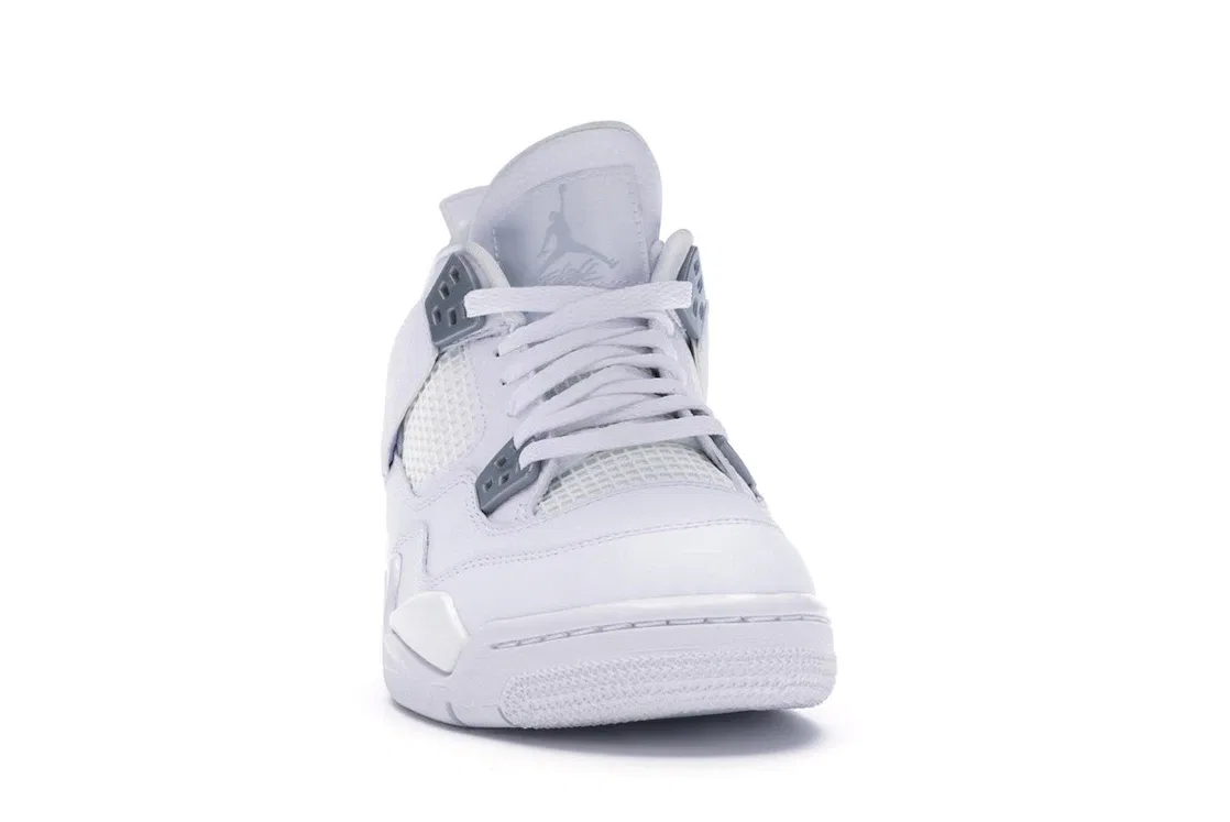 Детские кроссовки для мальчиков с кожаным верхом Jordan 4 Retro Pure Money Jordan, White/Metallic Silver-Pure Platinum — фото 2