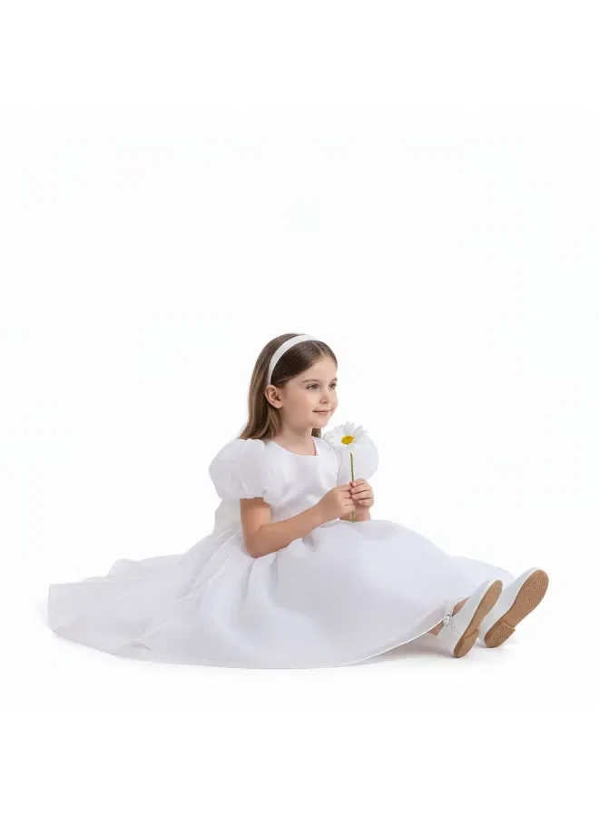 Платье с юбкой-тюльпан для девочки Tulip party dress D'Daniela, белый — фото 4