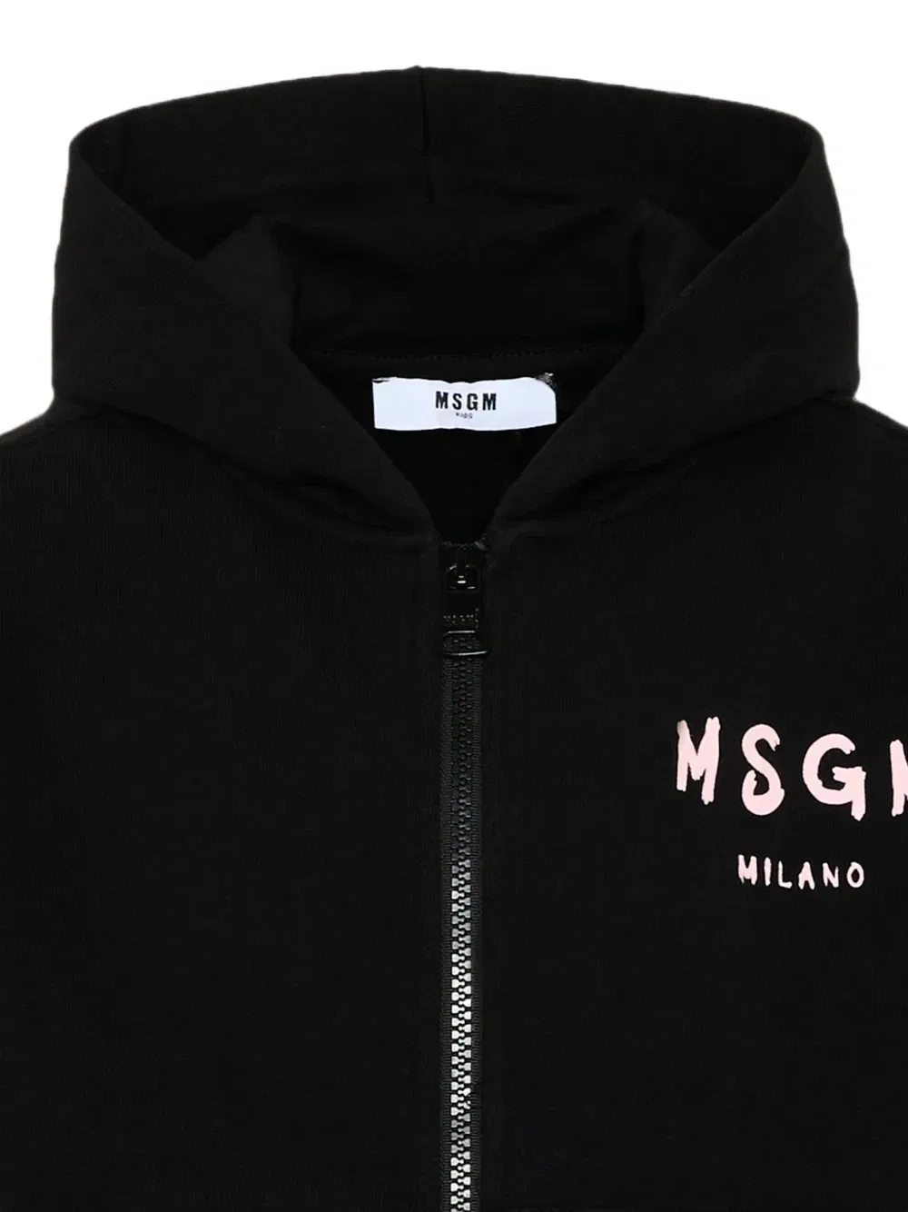 Худи на молнии с принтом логипа Msgm Kids, черный — фото 3