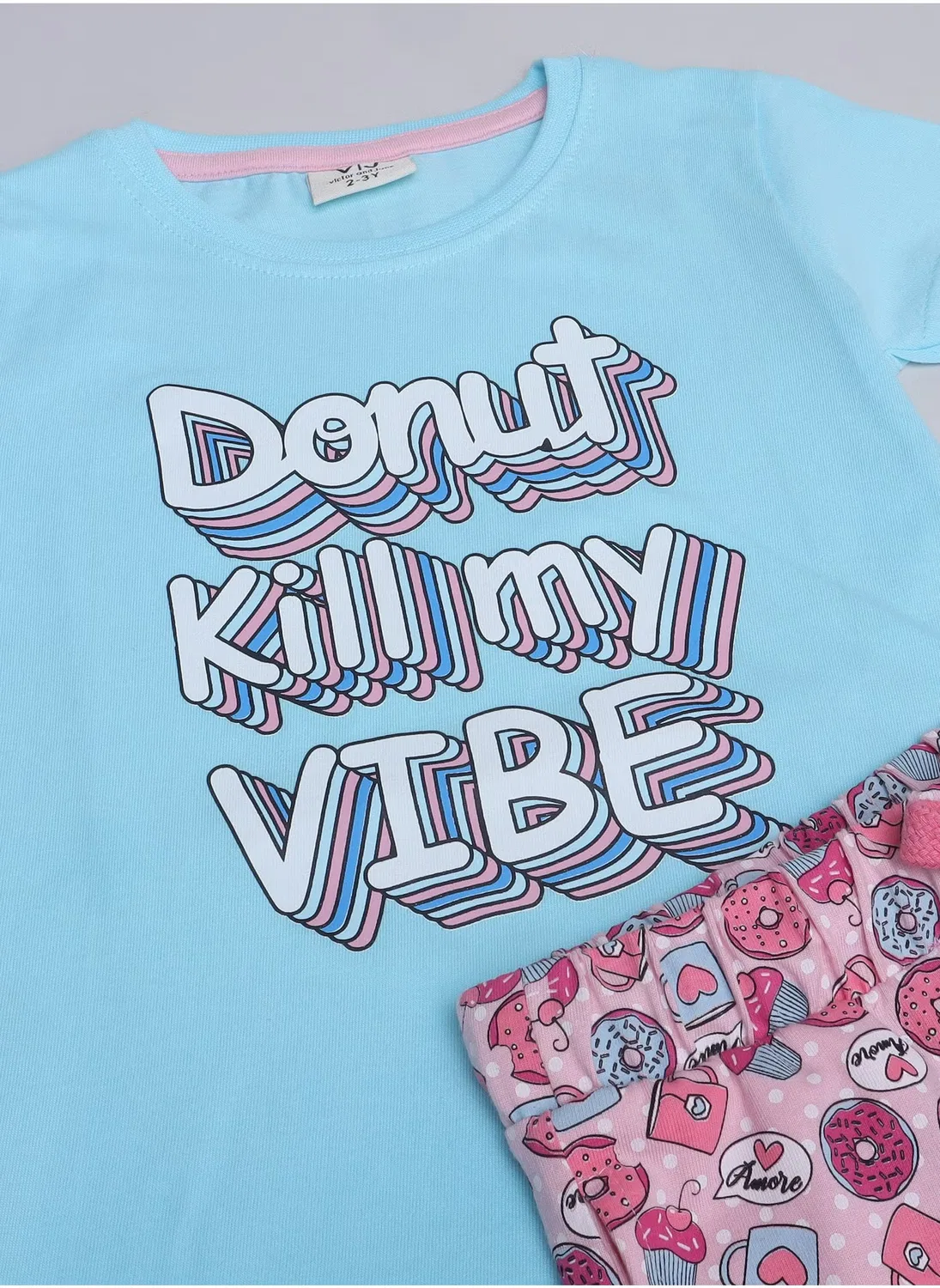 Комплект пижамный с принтом, модель Printed T-shirt and Pyjama Set, Victor And Jane, синий — фото 3