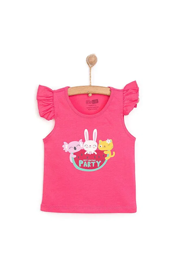 Детская футболка с принтом для девочек Animal Printed Tank Top Ebebek Hello Baby, Pink
