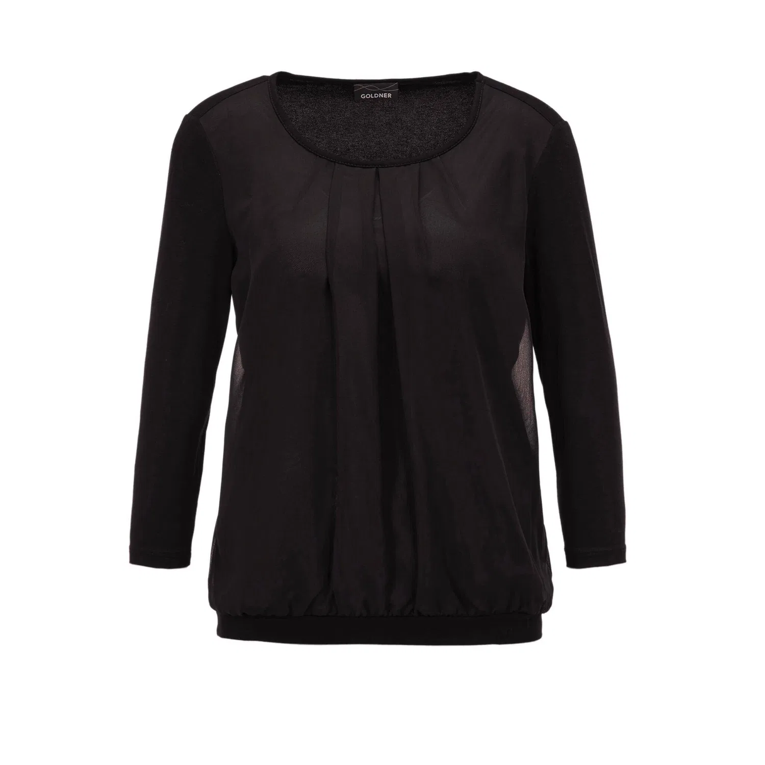 Женская короткорукавная блуза с шифоновой вставкой GOLDNER, Black
