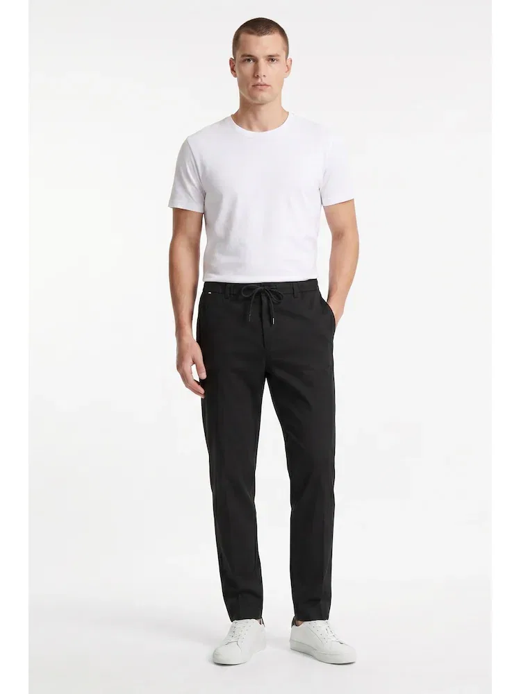 Брюки чинос Modern Fit из смеси льна BOSS, Black — фото 2