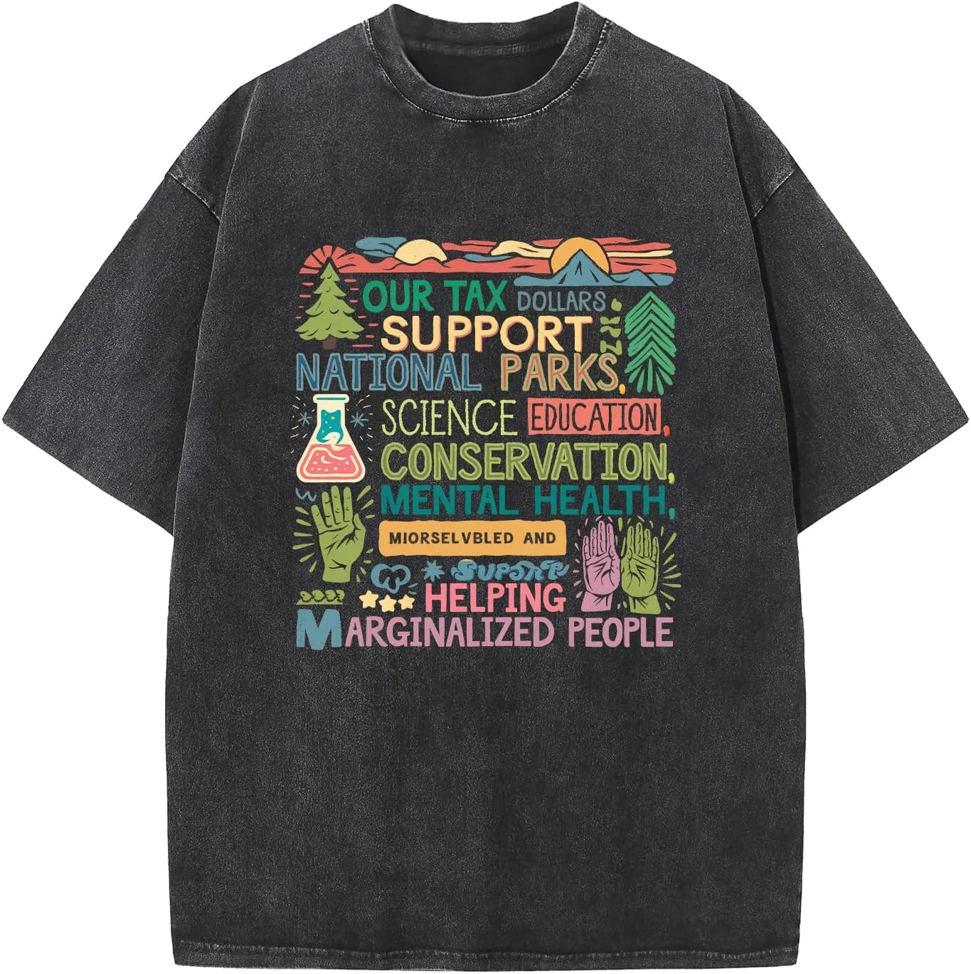 Футболка оверсайз с принтом National Parks Washed Tee, Black