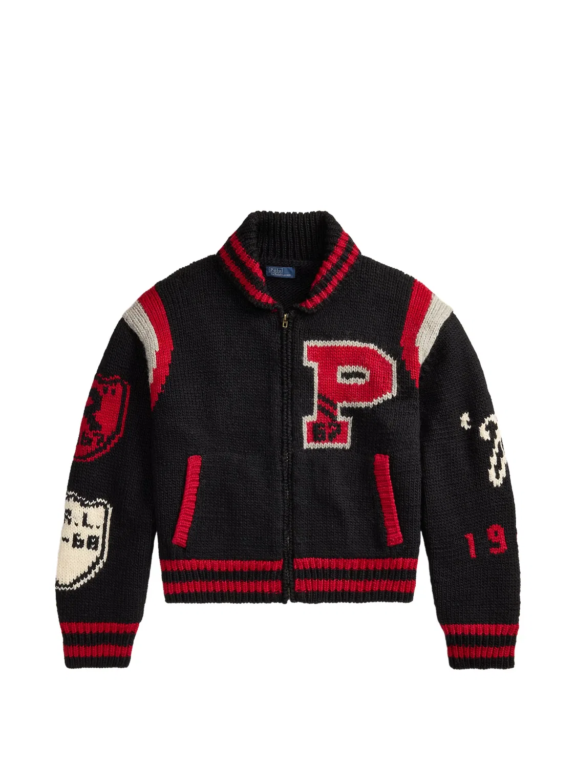 Куртка на молнии интарсия черная Polo Ralph Lauren, черный
