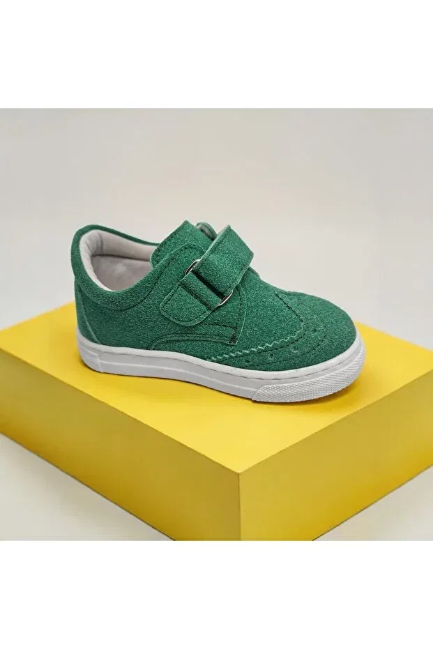 Детские кроссовки для девочек из замши на липучке Basics Momykids, Green — фото 2