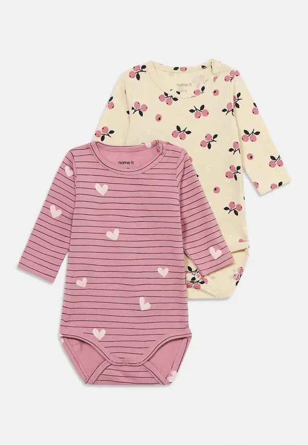 Комплект из 2 боди с принтом Unicorn Name It Beige/Pink, розовый/бежевый
