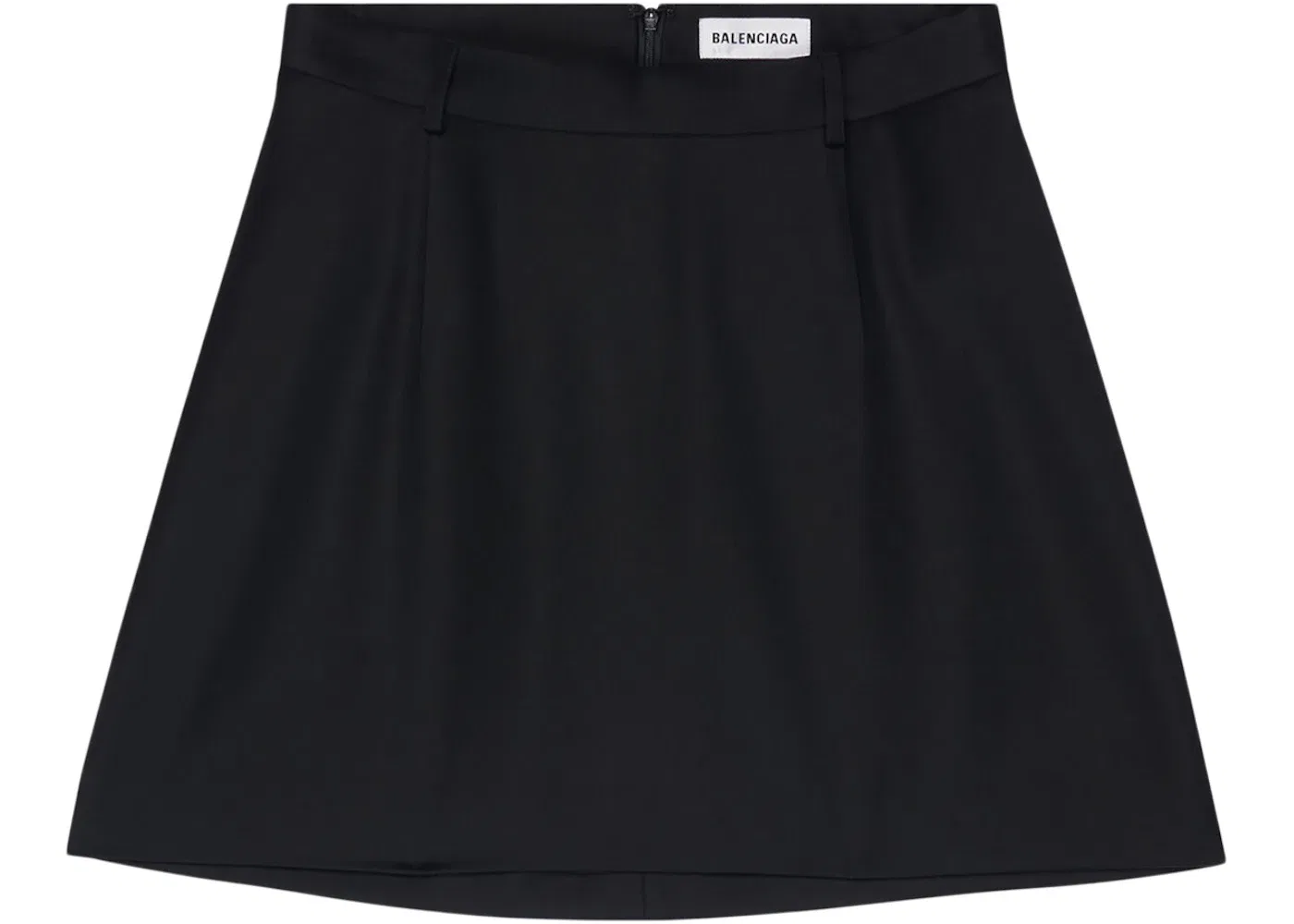 Женская мини-юбка свободного кроя из шерстяного габардина Virgin Wool Twill Balenciaga, Black