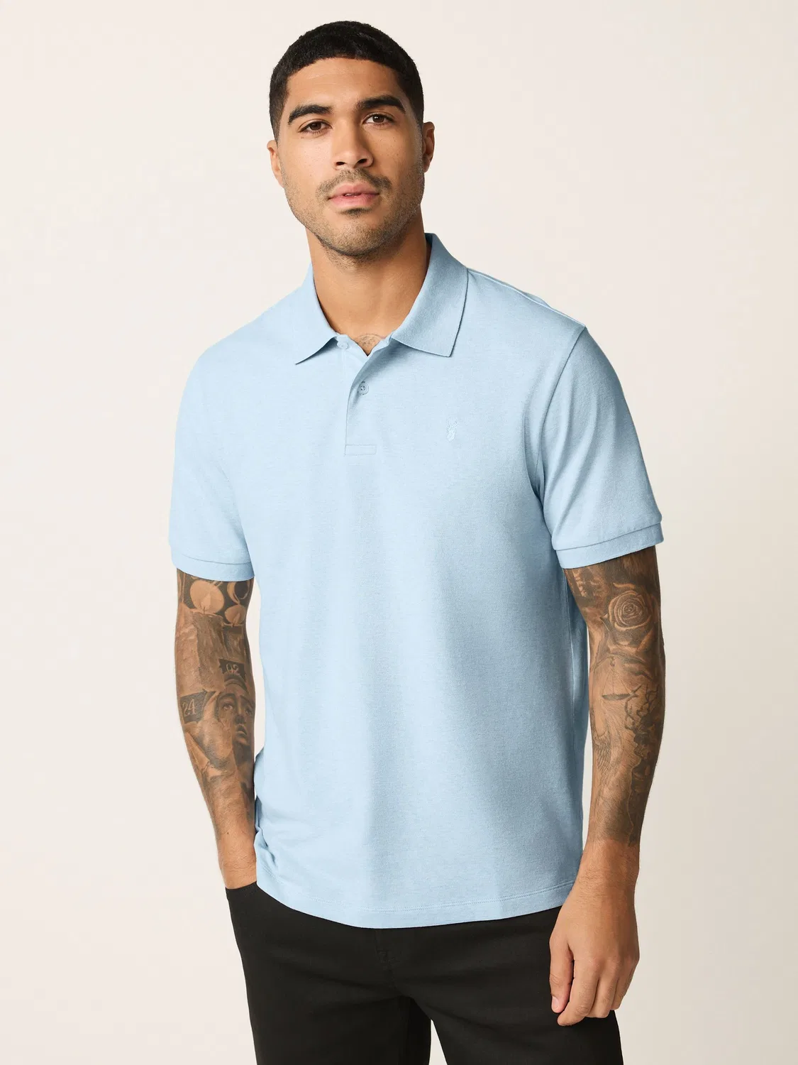 Поло Regular Fit из пике, Light Blue Marl Next — фото 4
