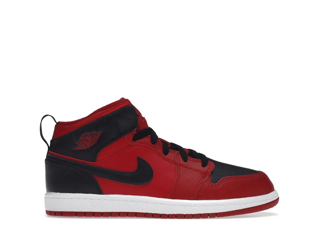 Детские кроссовки с принтом Jordan 1 Mid Reverse Bred Jordan, Red/Black