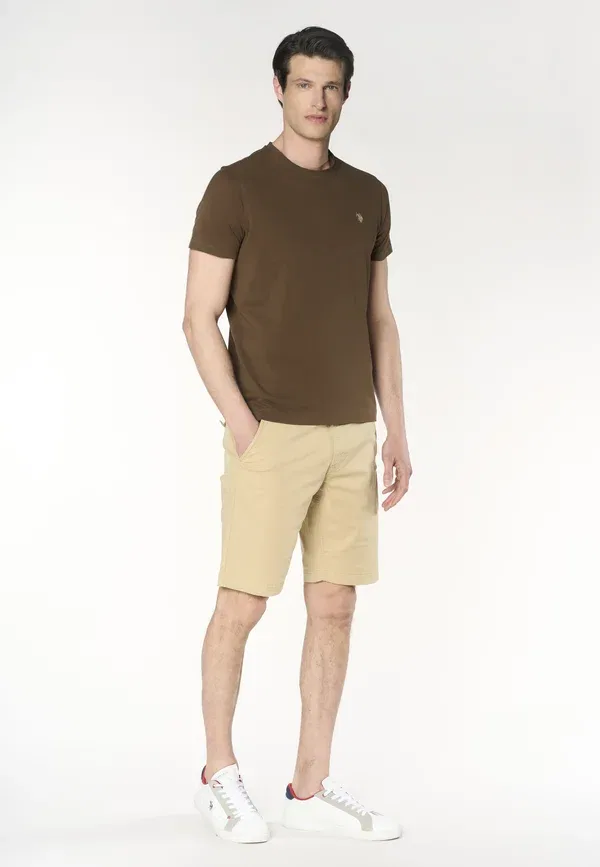 Шорты хлопковые Shorts U.S. Polo Assn., beige, бежевый — фото 2