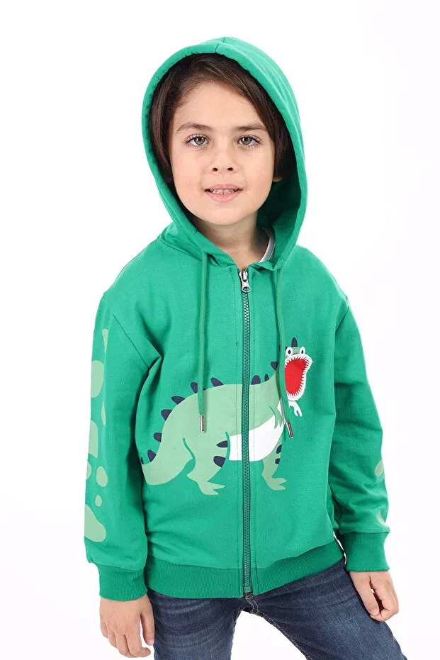 Детский кардиган с капюшоном и принтом для мальчиков Toontoy, Dark Green